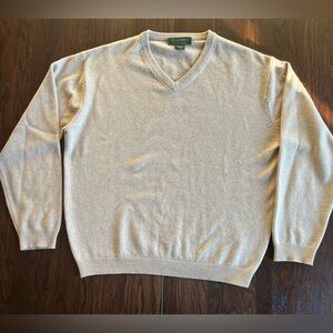 Daniel Bishop 100% Casmiere  Beige V-Neck Sweater Large